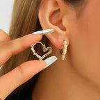 Fashionable And Minimalist Rhinestone Studded Heart-shaped Earrings