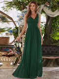 Deep V-neck Bridesmaid Plus Size High Waist Evening Dress