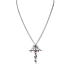 Heart-shaped Skull Alloy Cross Pendant Necklace