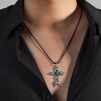 Heart-shaped Skull Alloy Cross Pendant Necklace
