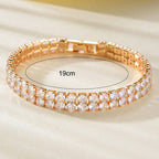 Men's And Women's Fashion Full Diamond Zirconia Double-row Tennis Chain Bracelet