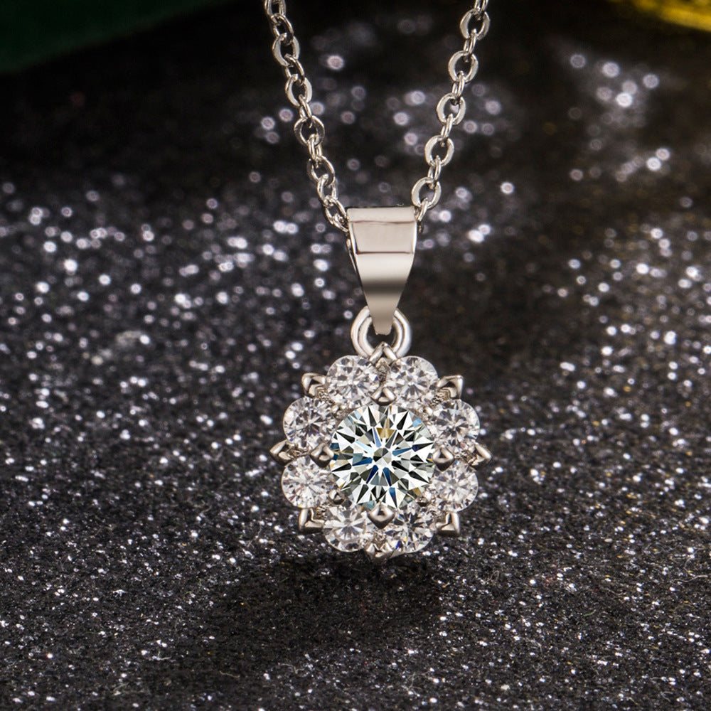 Zircon White Plum Blossom Necklace And Earrings Set