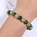 Natural Tiger Eye & Green Jade Bracelet For Abundance Handcrafted Beads For Energy & Style Adults Money & Success