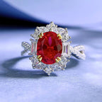 Pigeon Egg Oval Luxury Surround Setting Ring For Women