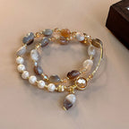 Jade Double-circle Pearl Crystal Bracelet