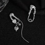 Asymmetric Heart Tassel Diamond Earrings For Women
