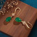 Chinese Style Classical Cheongsam Hanfu Accessories Ancient Gold-plated Drop Agate Earrings