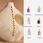 Titanium Steel Necklace Rectangle December Birthstone Pendant Collarbone Chain