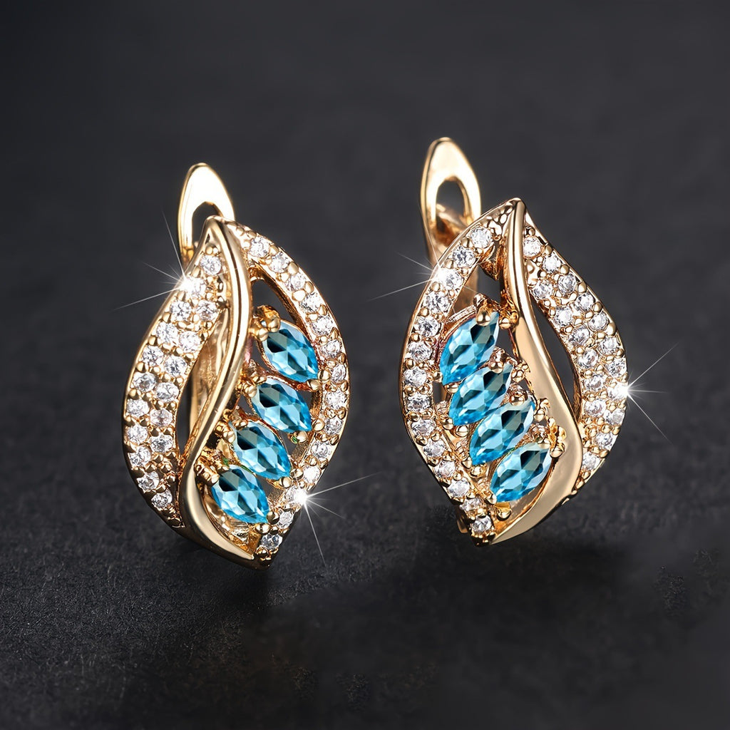 Women's Colorful Electroplated Leaf Earrings