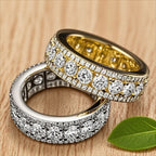 European And American-style Hip-hop Micro-paved Three-row Faux Spinning Ring