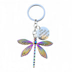 Colorful Rainbow Dragonfly Keychain Keyring
