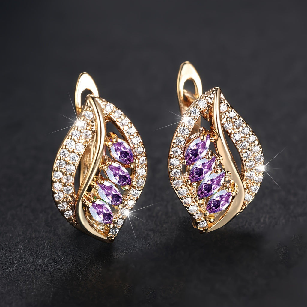 Women's Colorful Electroplated Leaf Earrings