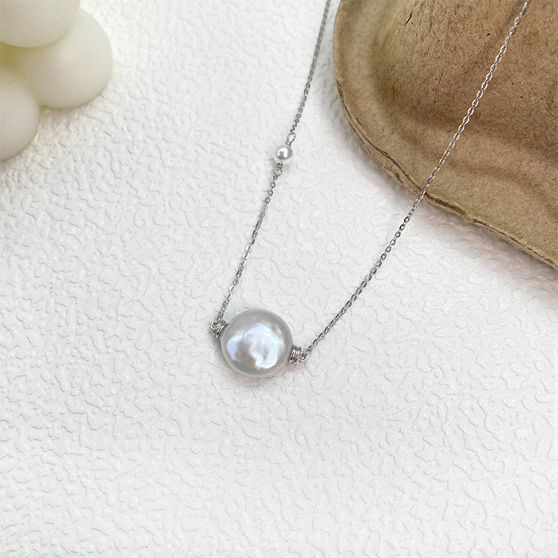Natural Baroque Pearl Necklace Women's S925 Sterling Silver