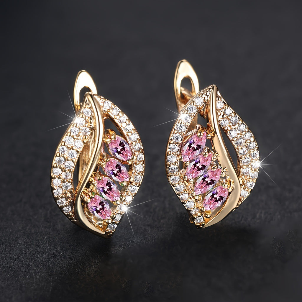 Women's Colorful Electroplated Leaf Earrings