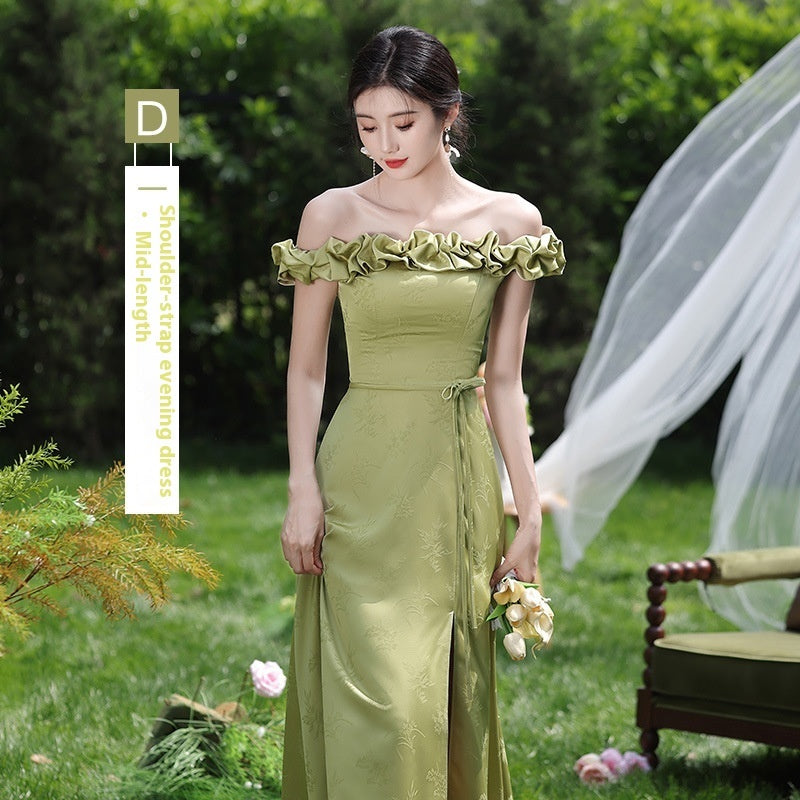 Green National Style Element Bridesmaid Dress
