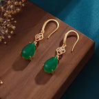 Chinese Style Classical Cheongsam Hanfu Accessories Ancient Gold-plated Drop Agate Earrings