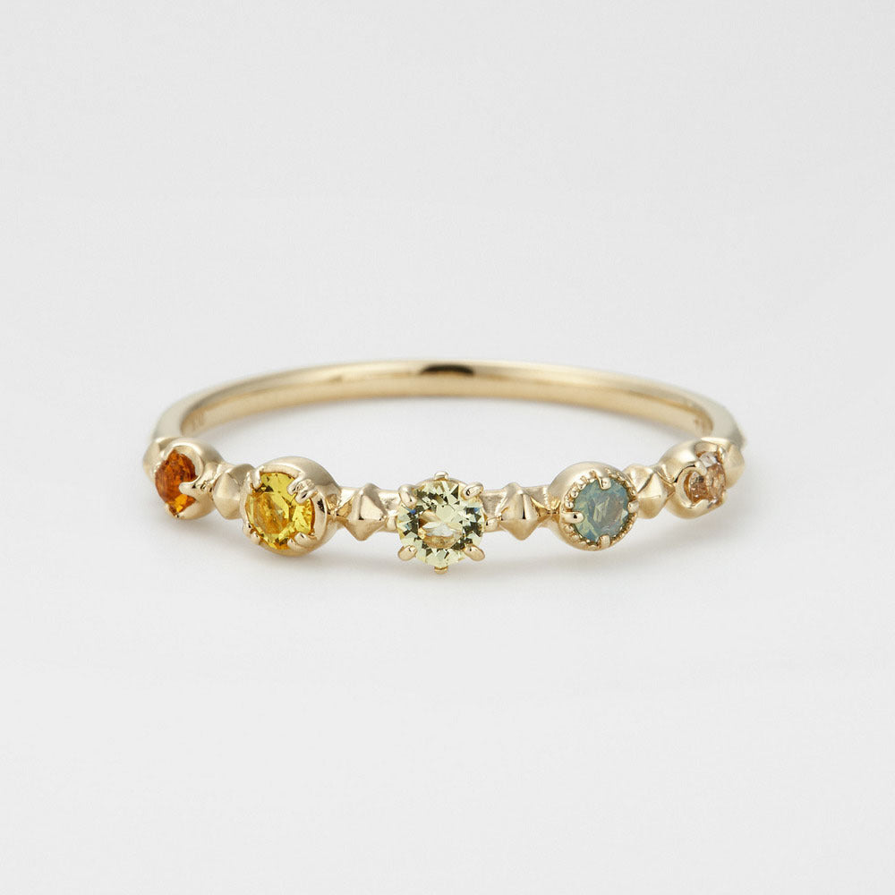 Five Colored Gemstone Glass Versatile Ring