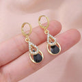 Light Luxury High-end Diamond-inlaid Drop Hollow Double-layer Earrings