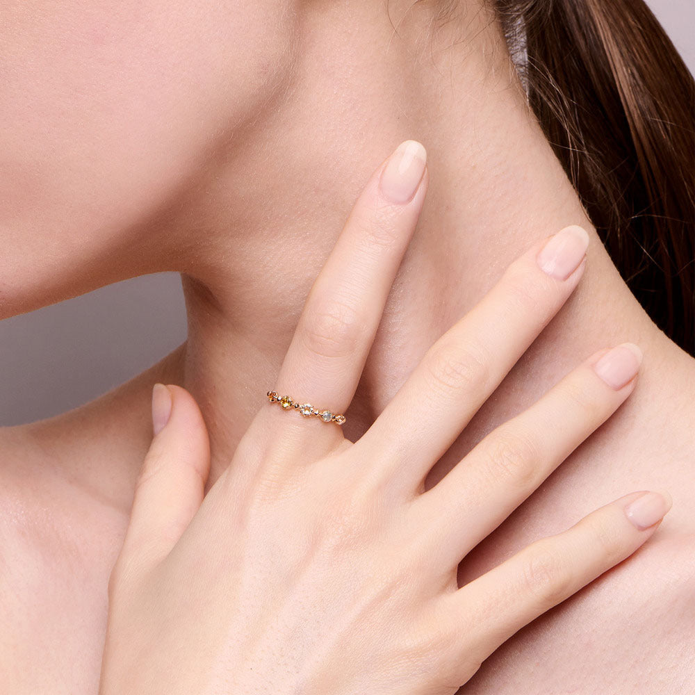 Five Colored Gemstone Glass Versatile Ring