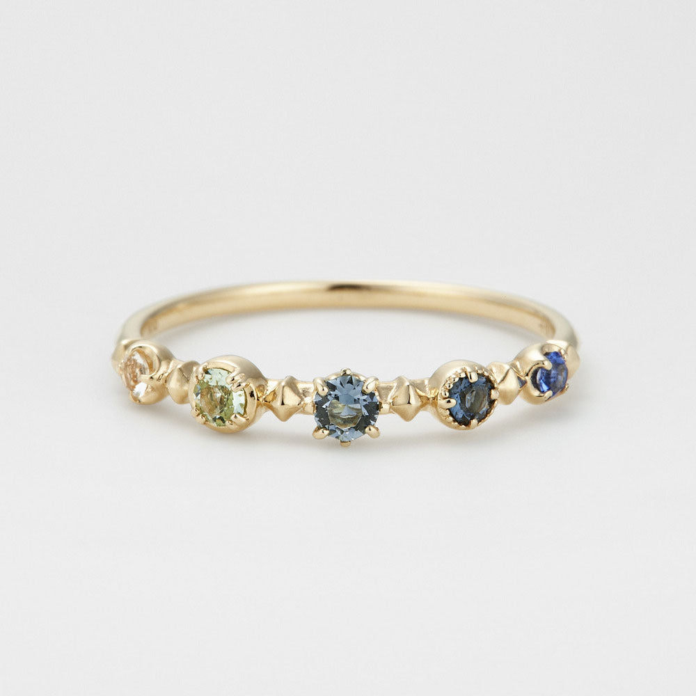 Five Colored Gemstone Glass Versatile Ring