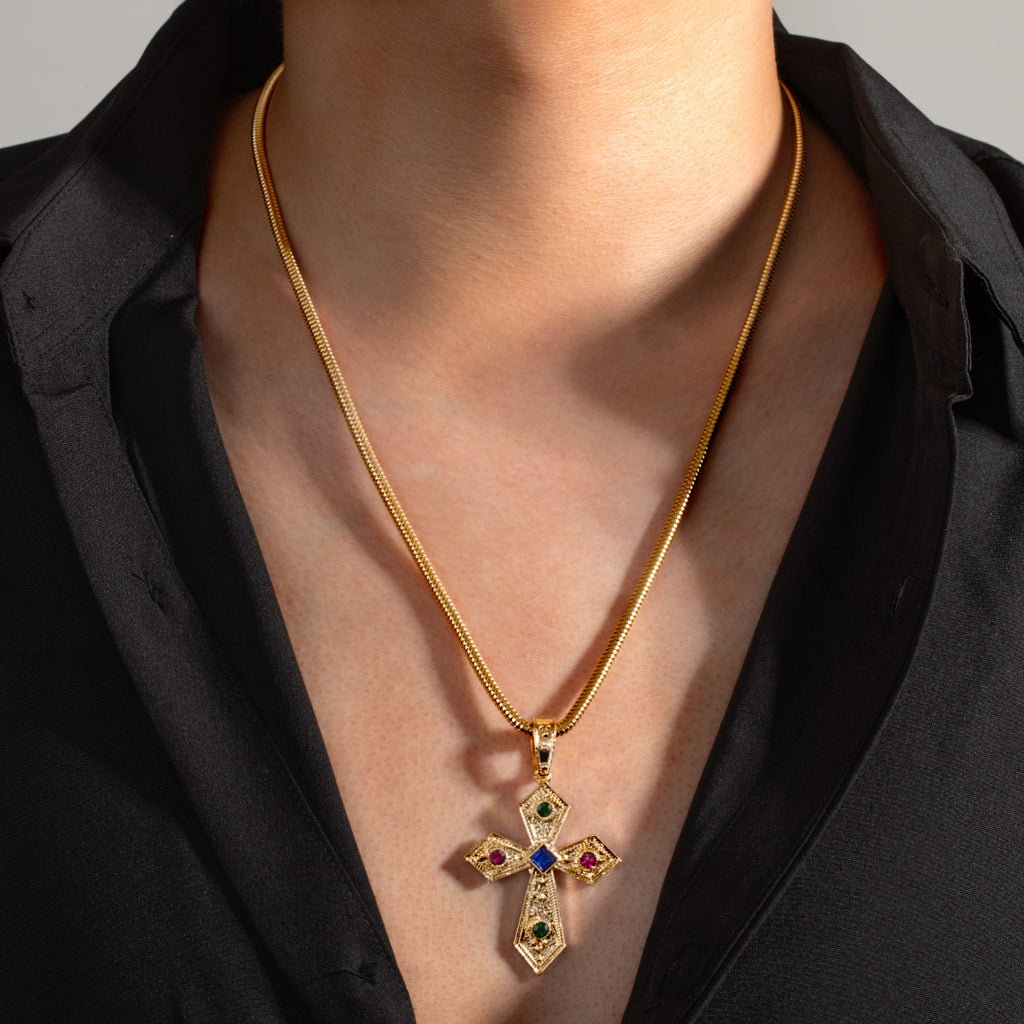 Heart-shaped Skull Alloy Cross Pendant Necklace