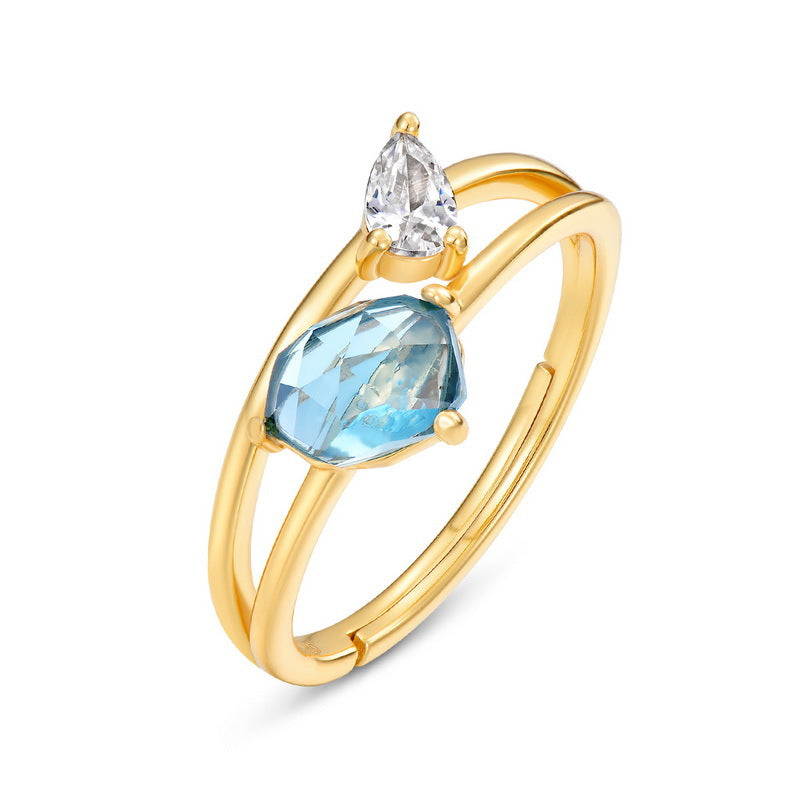Fashion Light Luxury Sky Blue Topaz Ring