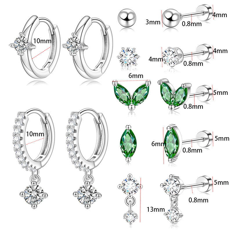 Fashionable Emerald Inlaid Zircon Earrings With Earrings