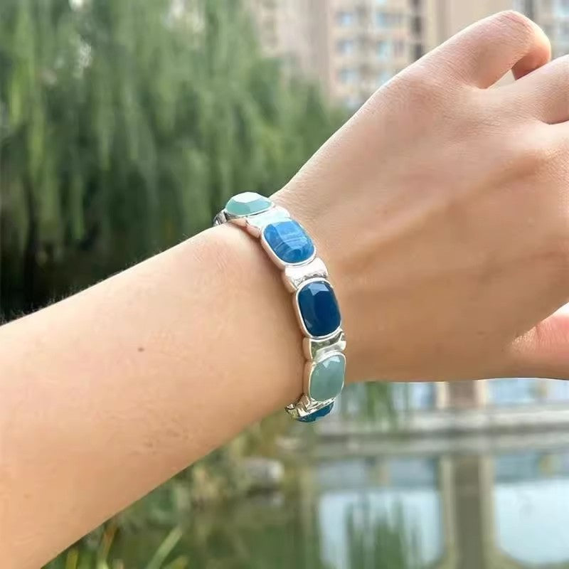 Women's Simple And Versatile Blue Jade Retro Bracelet