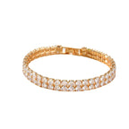 Men's And Women's Fashion Full Diamond Zirconia Double-row Tennis Chain Bracelet