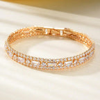 Men's And Women's Fashion Full Diamond Zirconia Double-row Tennis Chain Bracelet