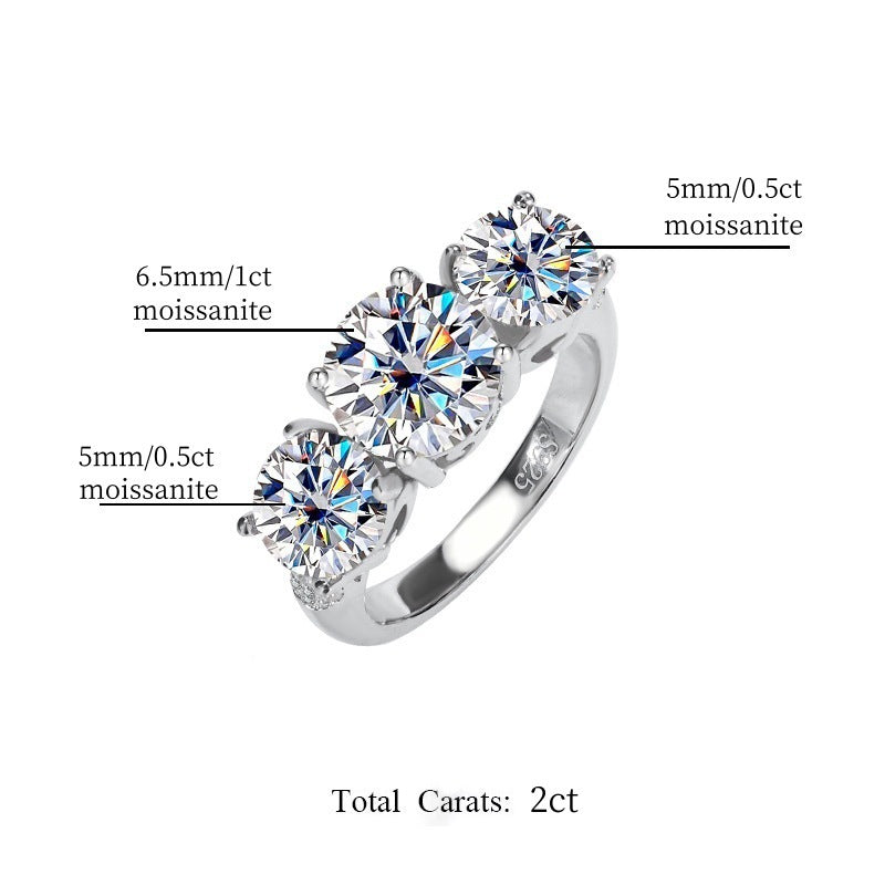Moissanite Women's Ring High-end Silver Jewelry Accessories