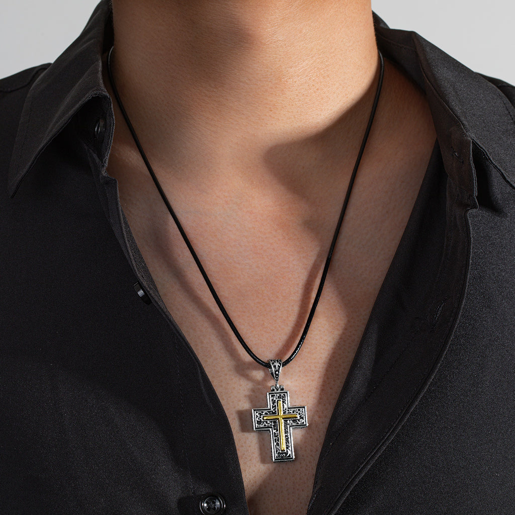 Heart-shaped Skull Alloy Cross Pendant Necklace
