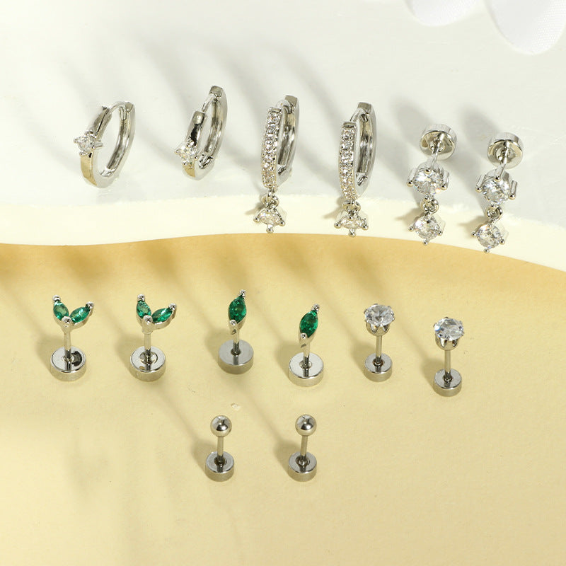 Fashionable Emerald Inlaid Zircon Earrings With Earrings