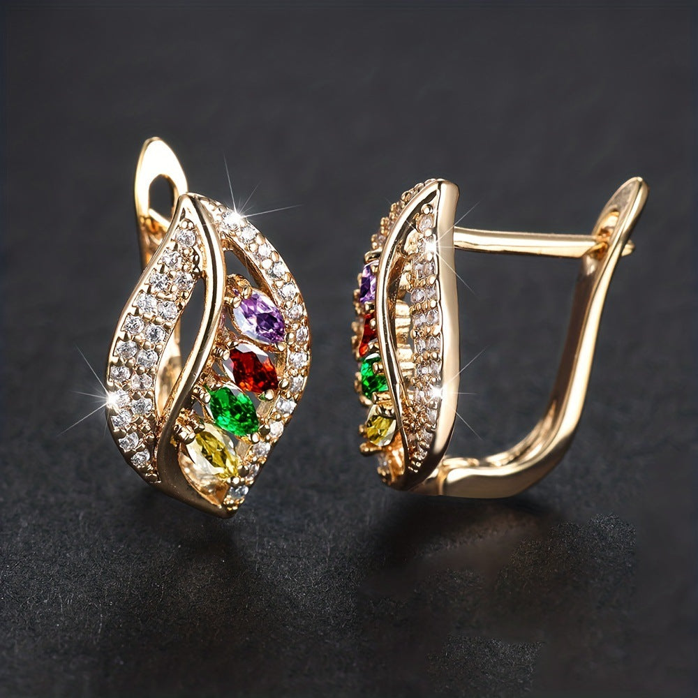 Women's Colorful Electroplated Leaf Earrings