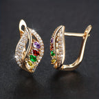Women's Colorful Electroplated Leaf Earrings