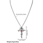 Heart-shaped Skull Alloy Cross Pendant Necklace