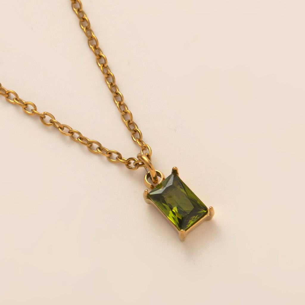 Titanium Steel Necklace Rectangle December Birthstone Pendant Collarbone Chain