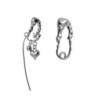 Asymmetric Heart Tassel Diamond Earrings For Women