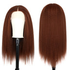 Medium Split Fluffy Brown Long Straight Hair