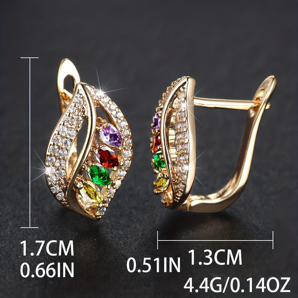 Women's Colorful Electroplated Leaf Earrings