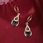 Light Luxury High-end Diamond-inlaid Drop Hollow Double-layer Earrings