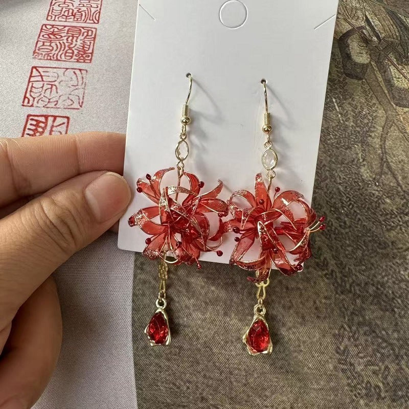 Red Spider Lily Manjushage Women's Earrings