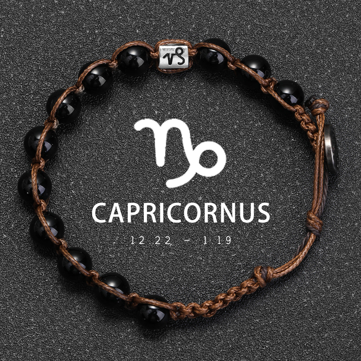 Natural Stone 12 Zodiac Obsidian Hand-woven Bracelet Accessories Stainless Steel Taurus