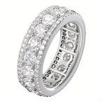 European And American-style Hip-hop Micro-paved Three-row Faux Spinning Ring