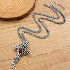 Heart-shaped Skull Alloy Cross Pendant Necklace