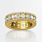 European And American-style Hip-hop Micro-paved Three-row Faux Spinning Ring