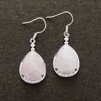 Minimalist Waterdrop Lapis Lazuli And Rose Quartz Pendant Earrings