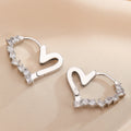 Fashionable And Minimalist Rhinestone Studded Heart-shaped Earrings