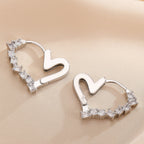 Fashionable And Minimalist Rhinestone Studded Heart-shaped Earrings