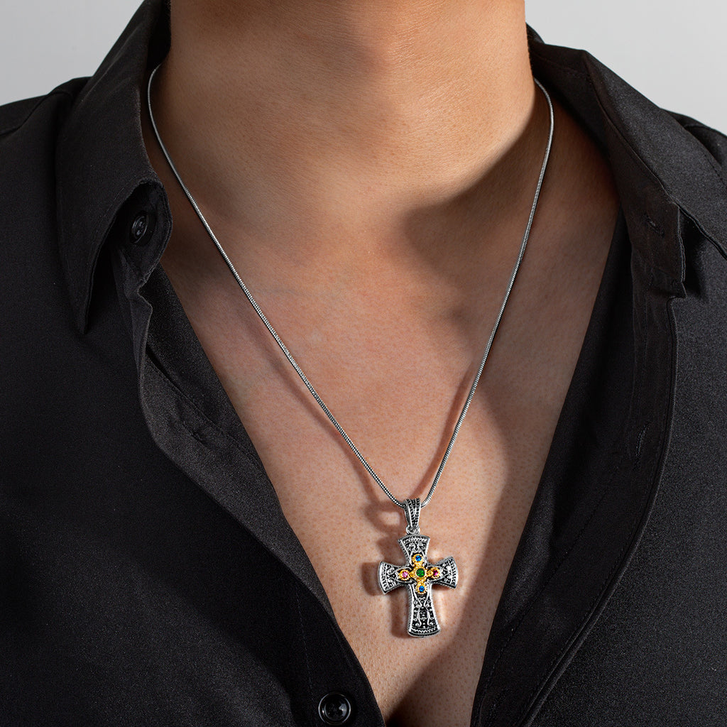 Heart-shaped Skull Alloy Cross Pendant Necklace